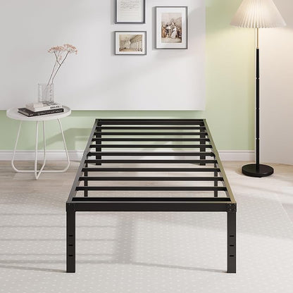 EMODA 14 Inch Twin Bed Frames No Box Spring Needed, Heavy Duty Metal Twin Platform Bed Frame, Noise Free, Easy Assembly, Black