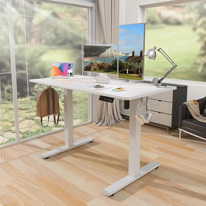 Kingant Electric Standing Desk Height Adjustable Stand Up Desks [48x 20 Inch] - Sit Stand Desk Ergonomic Rising Desks Computer Stand Desk for Home Office Workstation & Cable Management