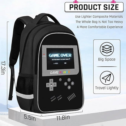 Backpack for School Boys,Gamer Boys Backpack for Elementary Middle School,Student Bookbag for Ages 6-18 Kids Children Teens,17″ Video Game Bookbag Travel Back Pack