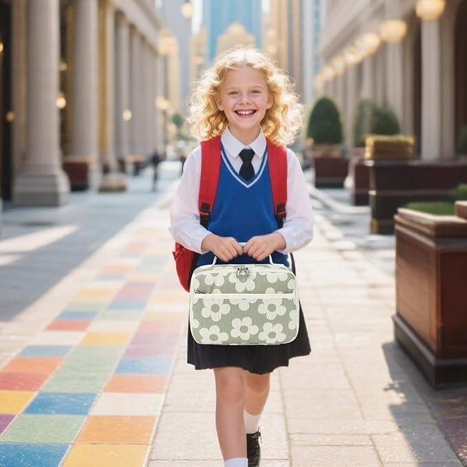 Bluboon Insulated Lunch Bag for Girls & Boys, Corduroy School Lunch Box with Cooler & Organizer Compartments, Leak-Proof Lunch Tote for School, Travel