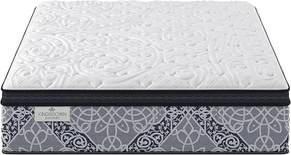 Kingsdown Cushion Firm Euro Pillow Top Hybrid Queen Mattress Cooling Gel Memory Foam Layer Multi-Layered Motion Isolation Cool Sleep Quilted Top Luxury Mattresses, 15-inch, Passions Engleson
