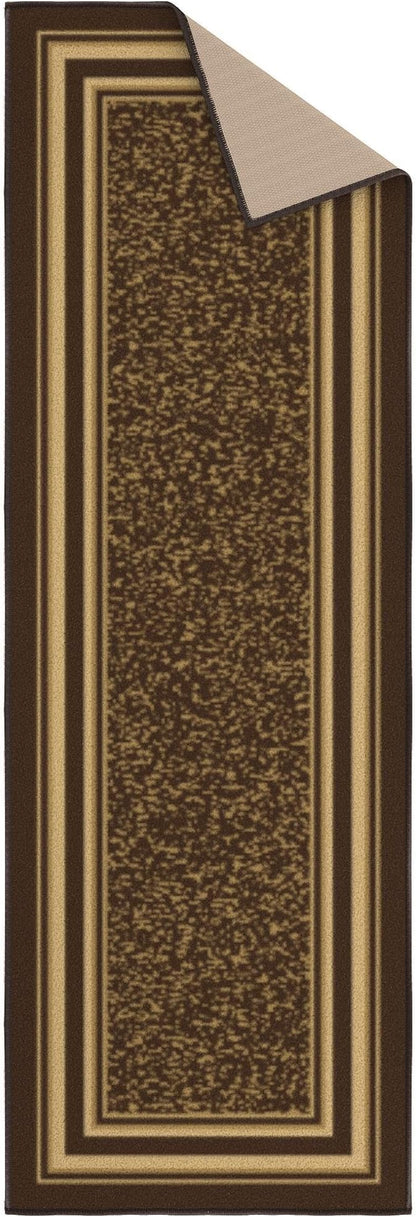Ottomanson Hallway Runner Rug 20" x 59" Non Slip Border Area Rugs Easy to Clean Laundry Rug Runner Durable & Pet Friendly Floor Carpet Runners for Hallways Entryway Living Room Kitchen, Brown