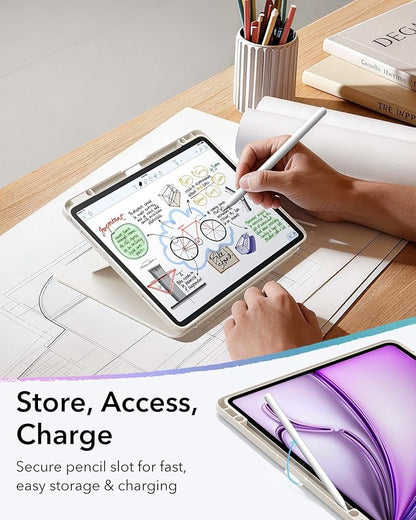 ESR for iPad Air 13 Inch Case M4/M3/M2 (2026/2025/2024), Vertical Stand Cover, Multi Stand Angles, Ultra-Stable Case with Pencil Holder, Flip Series, Starlight