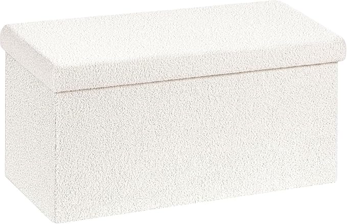 30.1" Storage Ottoman Bench - Foldable Foot Rest Stool Bedroom Bench for Living Room, Entryway-White