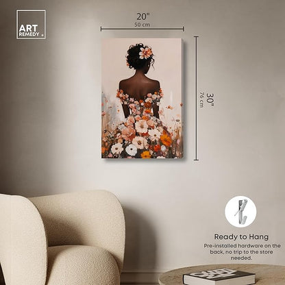 Autumn Bloom Dress Canvas Print Fashion Wall Decor by Art Remedy, Gallery Wrapped, 20 x 30