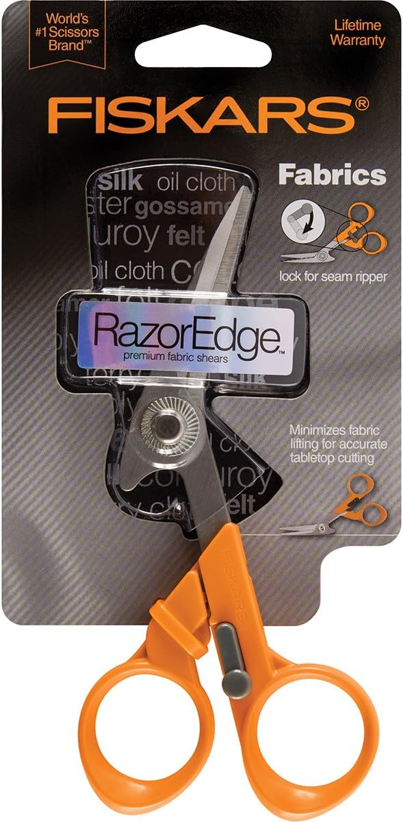 Fiskars 199800-1001RazorEdge Fabric Shears/Seam Ripper for Tabletop Cutting , 5 Inch