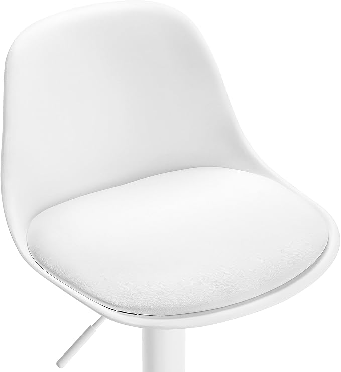 Finnhomy Bar Stools Set of 2, Swivel Barstools with Footrest and Ergonomic PP Back, Counter Height Adjustable Modern Counter Stools for Kitchen, White