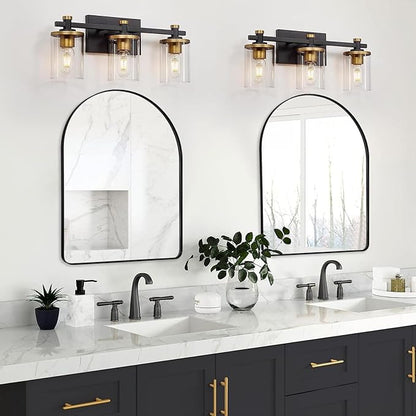 ANDY STAR 30x40 Inch Arched Wall Mirror, Stainless Steel Frame Metal Frame with Black Finish, Large Arch Mirror Perfect for Bathroom, Vanity, Living Room