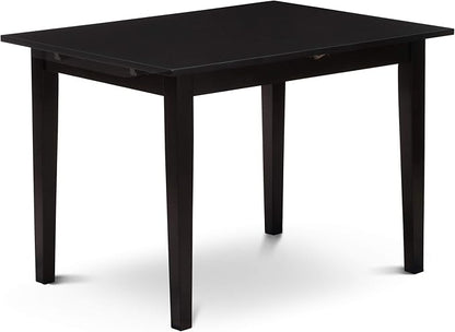 East West Furniture NOPF5-BLK-C 5 Piece Dining Room Furniture Set Includes a Rectangle Kitchen Table with Butterfly Leaf and 4 Linen Fabric Upholstered Chairs, 32x54 Inch, Black