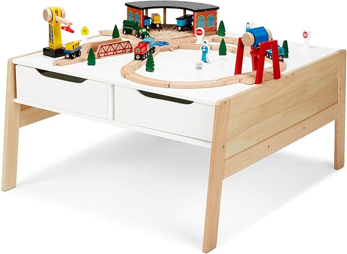 Melissa & Doug Kids Furniture Wooden Art & Activity Table with Bins Wooden Kids Activity Table, with Storage