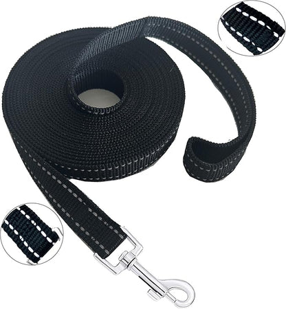 Nylon Training Dog Leash for Small Medium Dogs, 15ft 20ft 30ft 50ft 100ft Reflective Long Leash Dog/Puppy Lead for Obedience Recall Training, Camping