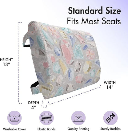 Ambesonne Pastel Lumbar Back Support Pillow, Colorful Diamond Gemstone Rich Feminine Women Fashion Theme Digital Print, High Density Foam for Office Chairs Car Seats, 14" x 13", Pink Grey