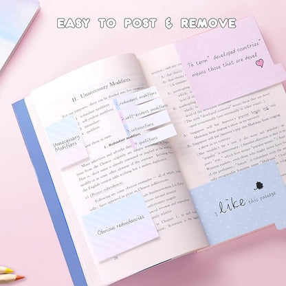 Hommie Sticky Notes Set Tabs 410 Pack Color Pads Divider Sticky Notes with Bookmark Index for School Supplies, 60 Ruled, 40 Per Dotted, 60 Per Rectangular, 6x25 Index Tabs