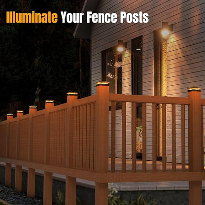4x4 Solar Post Cap Lights Outdoor [12 Pack Waterproof IP65], 3 Lighting Modes for Fence Deck Patio Garden Decor, Dusk-to-Dawn Solar Powered Post Lights Fit 4x4 Wood/Vinyl
