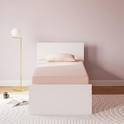 Signature Design by Ashley Twin Size iKidz 7 Inch Firm Gel Memory Foam Mattress with Stretch Knit Cover & Pillow Included, Pink Coral, Fiberglass Free, Mattress in A Box