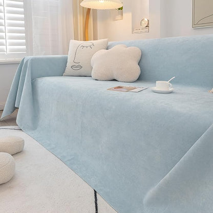 STACYPIK Waterproof Sky Blue Loveseat Couch Cover for Sectional, Couch Cover for Dogs, Anti-Slip Anti-Cat Scratch Furniture Protector for 2 Cushion Couch, Modern Couch Cushion Covers for Pets-71X90IN