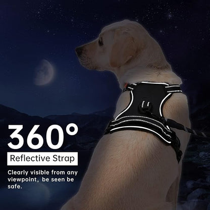 No Pull Dog Harness, Reflective Comfortable Vest Harness with Front & Back Easy Control Handle Adjustable Soft Padded Pet Vest for Small to Large Dogs(Pink,M)