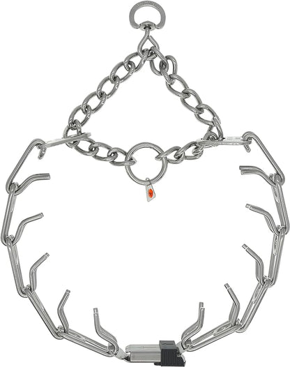 Herm Sprenger Stainless Steel Prong Dog Collar with Centered ClicLock Buckle and Assembly Chain Quick Release Training Pinch Collar for Large and X-Large Dogs Made in Germany