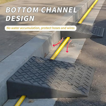 2Pack Rubber Curb Ramp 7.5" Rise Height, Heavy-Duty Threshold Ramps, Driveway Curb Ramps Portable Shed Ramps 7000 Lbs Load Capacity for Cars Vehicle Motorcycle Wheelchairs Bikes