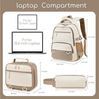 Backpack for Teen Girls Boys School Backpacks with Lunch Box Middle High School College Casual Daypack Laptop Bookbag Set
