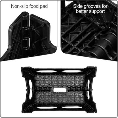ACSTEP Folding Step Stool,15-Inch Extra Wide 9Inch Height Heavy Duty Stepping Stool More Safe and Comfortable Non Slip Foldable Step Stool for Kids and Adults Black