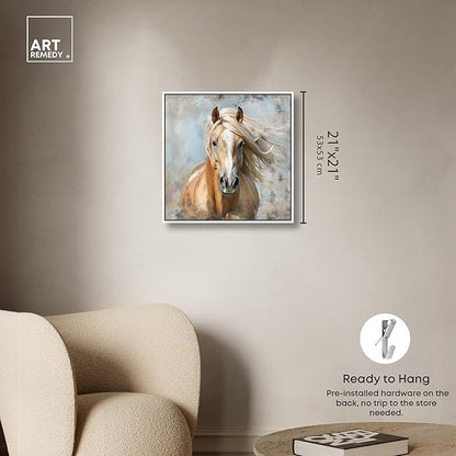 Art Remedy Rustic Rider Canvas Horse Wall Art, White Frame, 20" x 20"