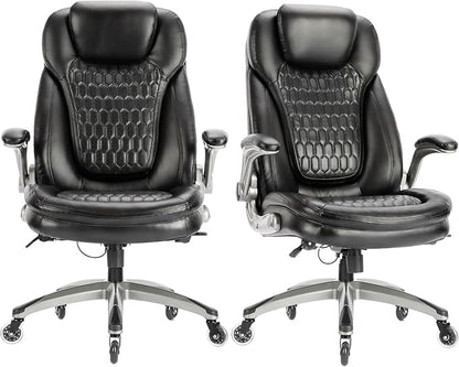 Executive Office Chair-Ergonomic Computer Desk Chair, High Back Leather Chair Swivel Home Office Chair with Upgraded Casters-Black, Set of 2