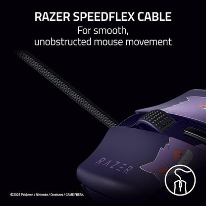 Razer Cobra Wired Gaming Mouse: 58g Lightweight - Gen-3 Optical Switches - Chroma RGB Lighting Underglow - 8500 DPI Optical Sensor - 100% PTFE Mouse Feet - Speedflex Cable - Pokemon Gengar Edition