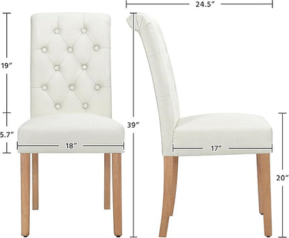Yaheetech Dining Chairs Set of 4 Fabric Upholstered Dining Room Chairs with Button Tufted High Back and Solid Wood Legs for Kitchen/Living Room/Restaurant, Modern Style, Beige