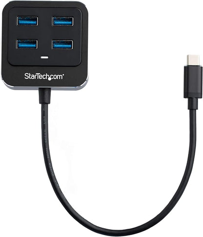 StarTech.com 4-Port USB C Hub - USB-C to 4X USB-A Ports - SuperSpeed 10Gbps USB 3.1/3.2 Gen 2 Type-C Hub - USB Bus Powered - Portable/Compact USB-C to USB Adapter Hub for Laptop - Aluminum (HB31C4AB)