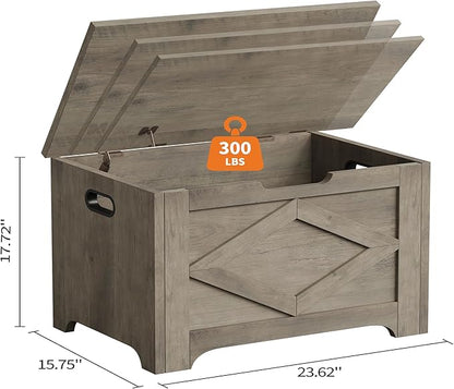GarveeHome 23.6" Storage Chest, Wooden Storage Bench with Safety Hinge, Easy Assembly, Large Toy Chest for Entryway, Living Room, Bedroom