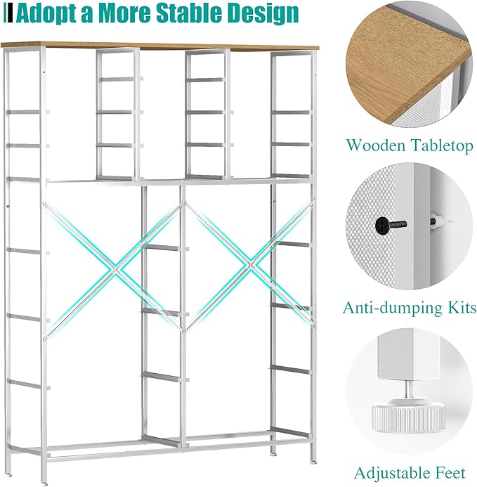 Modern Chest of Drawers for Bedroom，Tall White Fabric Dresser with 18 Deep Drawers, Large Vertical Storage Organizer Cabinet for Closet, Nursery, Office