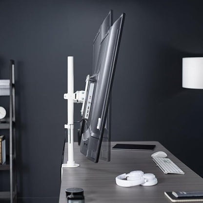 VIVO Ultra Wide TV Desk Mount for up to 55 inch Screens Weighing 66 lbs, Full Motion Height Adjustable Single Television Stand, White, STAND-V155CW