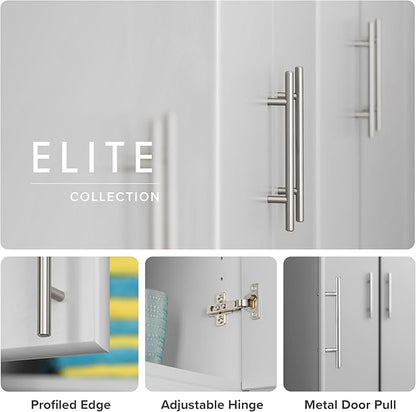 Prepac Elite Tall Garage Storage Cabinet & Pantry Storage Cupboard, 2-Door Freestanding Bathroom or Pantry Cabinet with Adjustable Shelves, 16" D x 32" W x 65" H, Light Gray