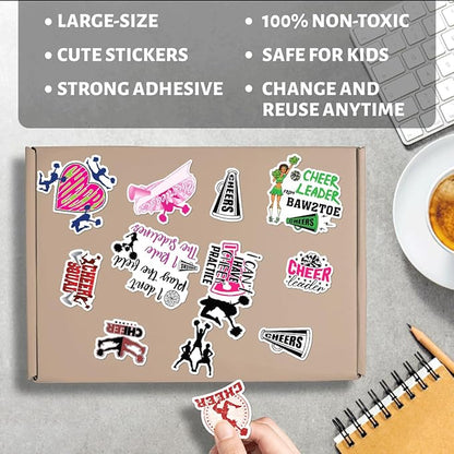 Cheerleading Motivational Quote Stickers Pack 50Pcs Vinyl Waterproof Sticker Set for Laptop Water Bottles Scrapbooking Notebooks Journals Girls Teens Cheer Squad