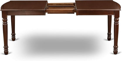 East West Furniture DOCE7-MAH-10 7 Piece Dinette Set Consist of a Rectangle Dining Room Table with Butterfly Leaf and 6 Dahlia Linen Fabric Parsons Dining Chairs, 42x78 Inch, Mahogany