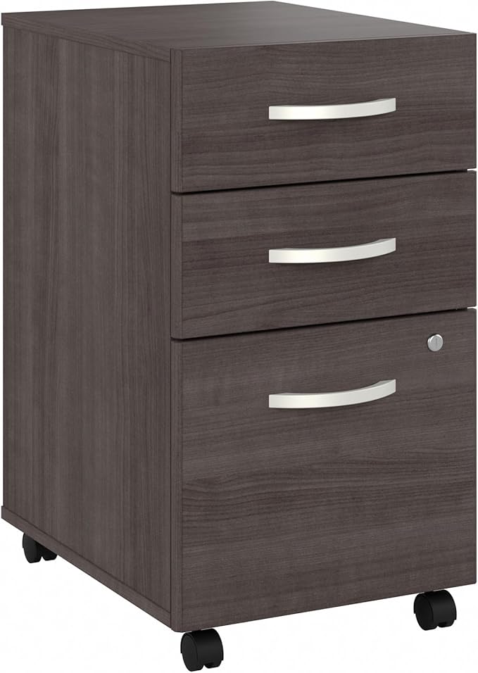 Bush Business Furniture Studio C 3 Drawer Mobile File Cabinet-Assembled, Rolling Document Storage for Home or Professional Office, 16W, Storm Gray