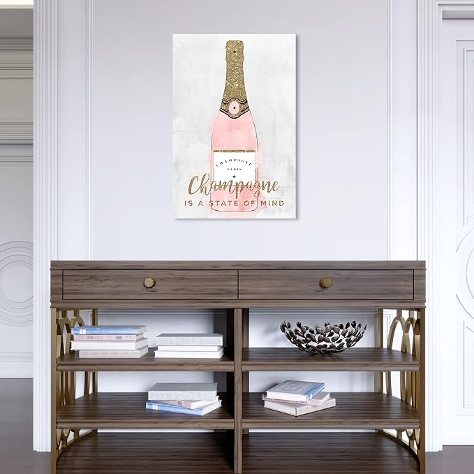 Drinks and Spirits Wall Art Canvas Prints 'Champagne Mind Glitter' Champagne