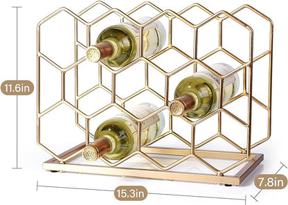 14 Bottle Countertop Wine Rack - Freestanding Modern Gold Metal Wine Rack - Tabletop Wine Holder Stand for Cabinet, Pantry, Wine Bottle Storage……