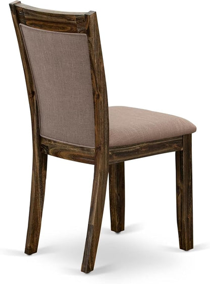 East West Furniture V797MZ748-5 5 Piece Modern Dining Table Set Includes a Rectangle Wooden Table with V-Legs and 4 Coffee Linen Fabric Upholstered Chairs, 40x72 Inch, Multi-Color