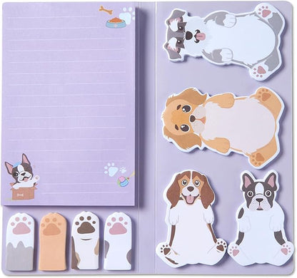Hommie Cute Sticky Notes, Dog Sticky Notes Set Planner Dividers Self-Stick Notes Pads Animal Divider Tabs Bundle Writing Memo for Dog Lovers Home Office School Supplies