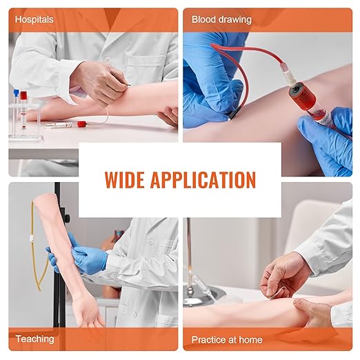 VEVOR 12 PCS Phlebotomy Practice Kit, IV Venipuncture Intravenous Training, High Simulation IV Practice Arm Kit with Carrying Bag, Practice and Perfect IV Skills, for Students Nurses and Professionals