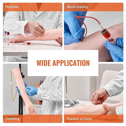 VEVOR 12 PCS Phlebotomy Practice Kit, IV Venipuncture Intravenous Training, High Simulation IV Practice Arm Kit with Carrying Bag, Practice and Perfect IV Skills, for Students Nurses and Professionals