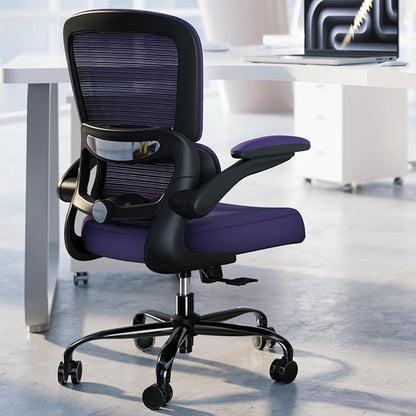 Office Chair - Ergonomic Desk Chair with Adjustable Lumbar Support, Mesh Computer Chair, Executive Chair for Home Office Comfortable Lumbar Support (Violet)