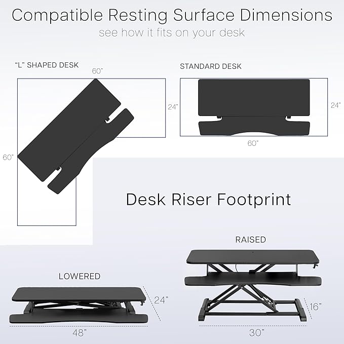 VIVO 48 inch Desk Converter, K Series, Height Adjustable Sit to Stand Riser, Dual Monitor and Laptop Workstation with Wide Keyboard Tray, Reclaimed Wood Top, Black Frame, DESK-V048KP