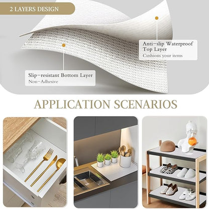 Beautysaid Shelf and Drawer Liner for Kitchen Cabinet, Non Adhesive Non Slip Shelf Paper Waterproof Washable Thickened for Dresser Pantry Shelve Bathroom Protector Liner(White,23.6 in x 30 FT)
