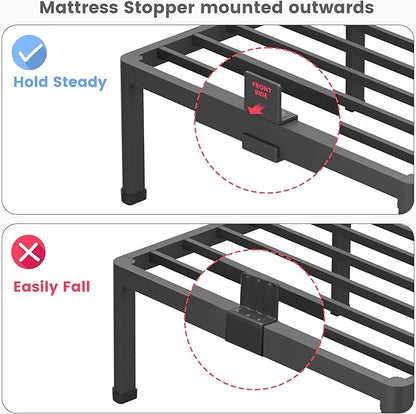 16 Inch King Size Metal Platform Bed Frame with Round Corners, Storage Space Under High Bed Frame-Heavy Duty Steel Slats Support, Noise Free - Easy Assembly - No Box Spring Needed