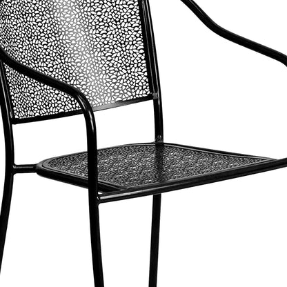 Flash Furniture Commercial Grade Black Indoor-Outdoor Steel Patio Arm Chair with Round Back