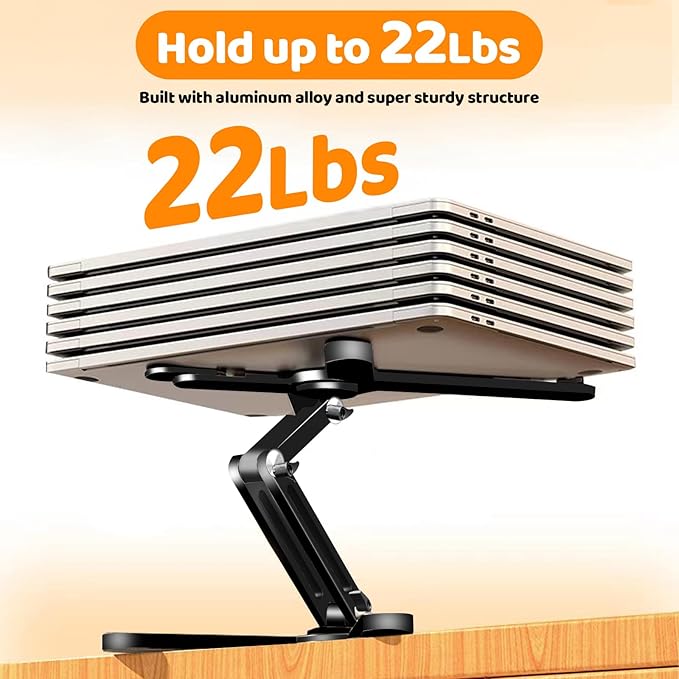 Laptop Stand with 360 Rotating Base, Computer Notebook Laptop Riser Metal Holder for Desk Collaborative Work, Fully Foldable for Easy Storage, Fits All MacBook, Laptops up to 16 inches, Black