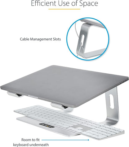 StarTech.com Laptop Stand for Desk, Supports 5kg/11lb, Aluminum, Silver, Ergonomic Laptop Riser, Portable Laptop Holder, Computer Stand for MacBook Air/Pro, Dell XPS, Lenovo (Laptop-Stand-Silver)